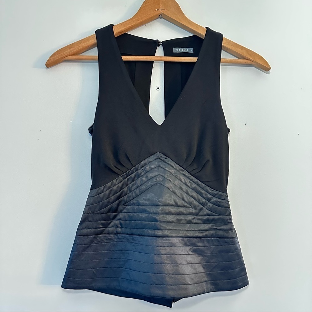 Ted Baker Satin Bodice Black Sleeveless Women’s Blouse Size 1 (US 4)
